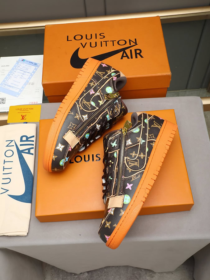 ルイヴィトン ナイキ コラボスニーカー ダンク ロー マルチカラー ブラウン オレンジ shoes291 - 画像 (8)