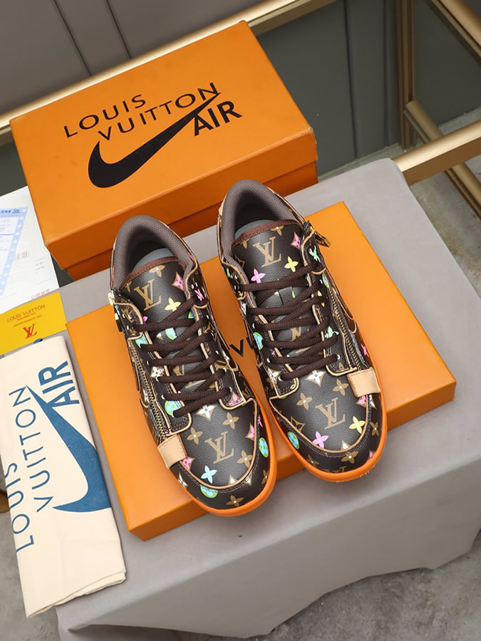 ルイヴィトン ナイキ コラボスニーカー ダンク ロー マルチカラー ブラウン オレンジ shoes291 - 画像 (9)