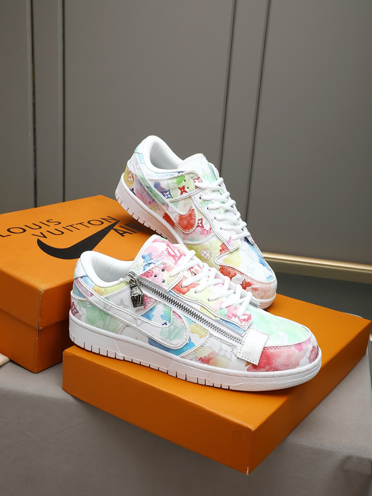 ルイヴィトン ナイキ コラボスニーカー ダンク ロー ウォーターカラー ホワイト shoes292 - 画像 (4)