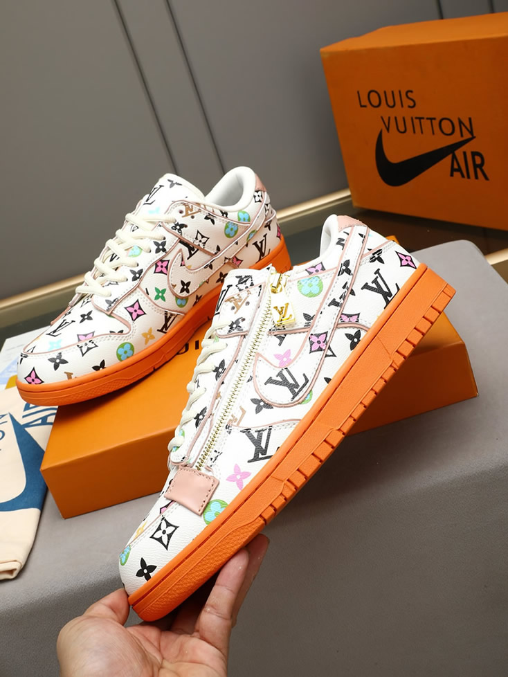 ルイヴィトン ナイキ コラボスニーカー ダンク ロー ホワイト マルチカラー オレンジ shoes293 - 画像 (2)