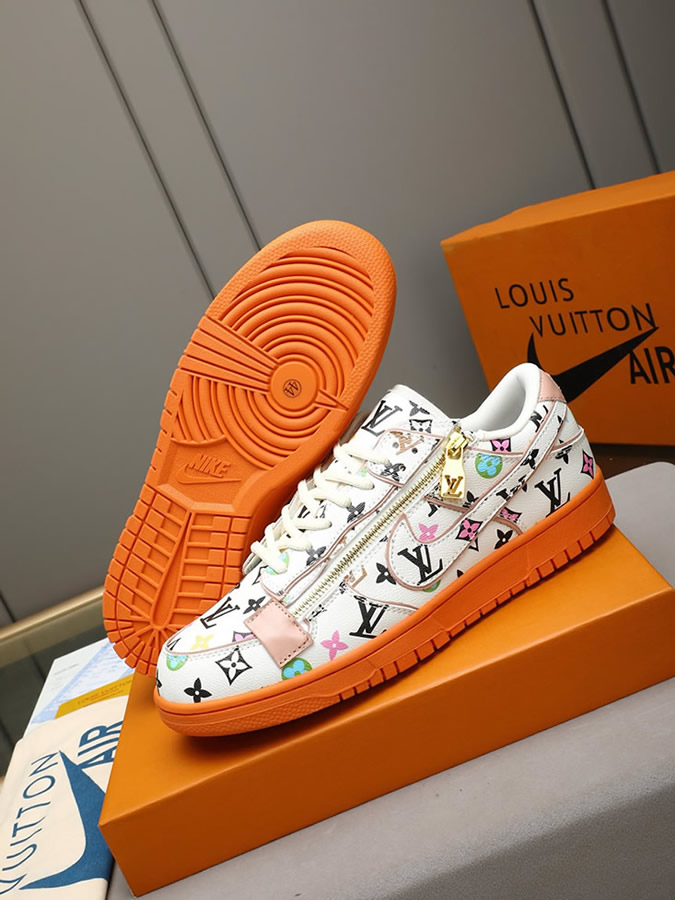 ルイヴィトン ナイキ コラボスニーカー ダンク ロー ホワイト マルチカラー オレンジ shoes293 - 画像 (3)