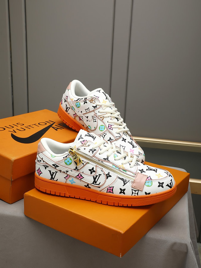 ルイヴィトン ナイキ コラボスニーカー ダンク ロー ホワイト マルチカラー オレンジ shoes293 - 画像 (4)