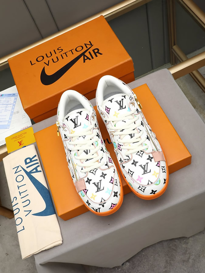 ルイヴィトン ナイキ コラボスニーカー ダンク ロー ホワイト マルチカラー オレンジ shoes293 - 画像 (7)