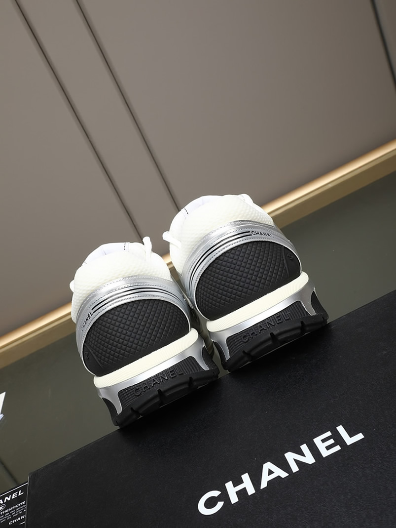 シャネル スニーカー メッシュ ラミネート ラムスキン シルバー ホワイト CCロゴ shoes294 - 画像 (5)