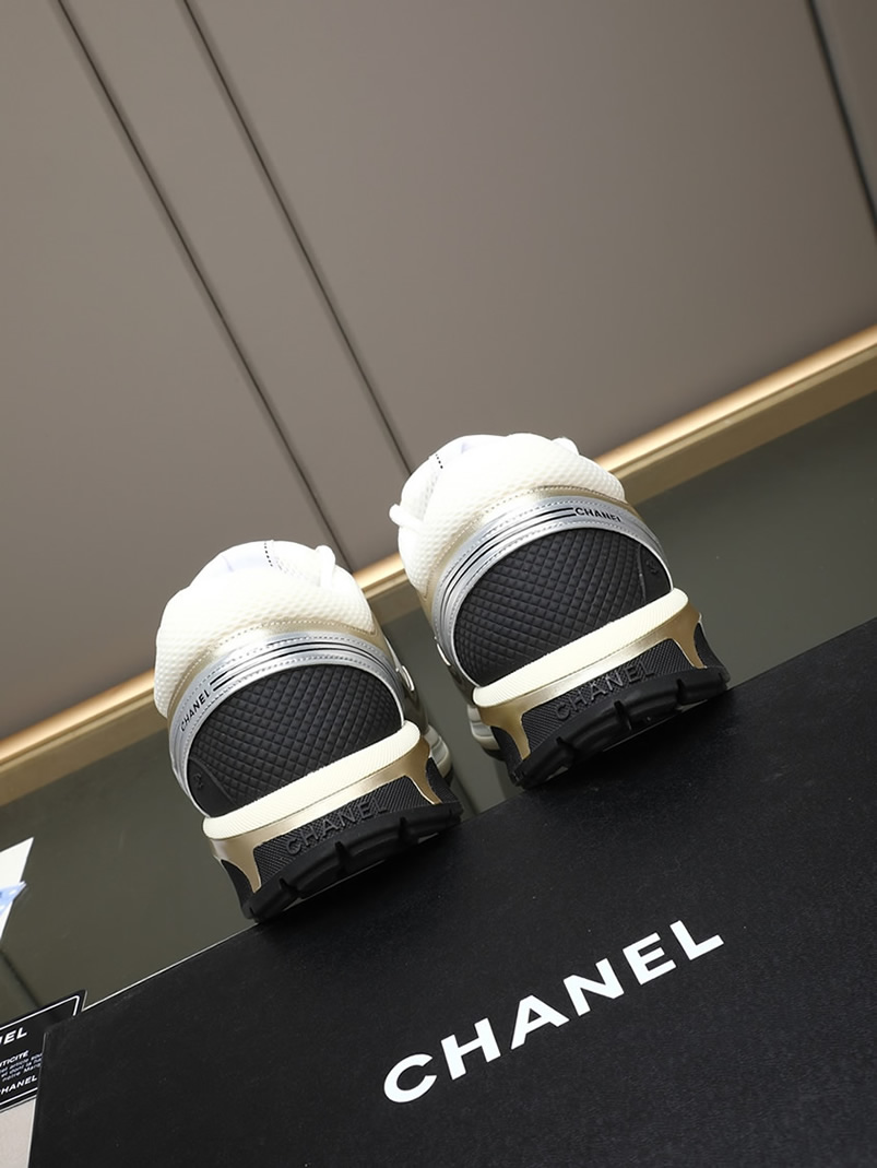 シャネル スニーカー メッシュ ラムスキン ゴールド ホワイト CCロゴ shoes295 - 画像 (5)