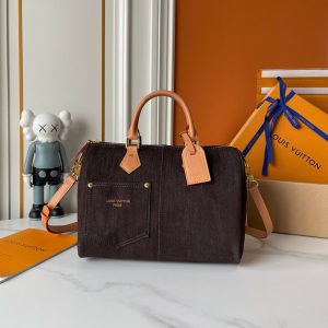 ルイヴィトン スピーディ 30 ハンドバッグ デニム ブラック M29170