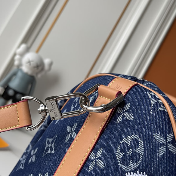 ルイヴィトン ボストンバッグ キーポル 50 モノグラム デニム フラワー 刺繍 2WAY M27781 - 画像 (5)