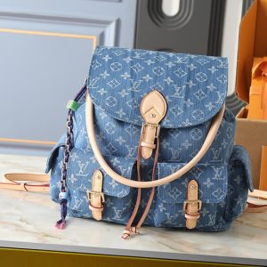 ルイヴィトン リュックサック バックパック モノグラム デニム ブルー M27330
