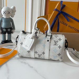 ルイヴィトン ハンドバッグ キーポル 25 モノグラム ホワイト ブルー 2WAY M28688