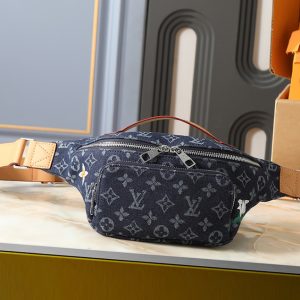 ルイヴィトン ボディバッグ モノグラム デニム ブルー シルバー 2WAY M28619