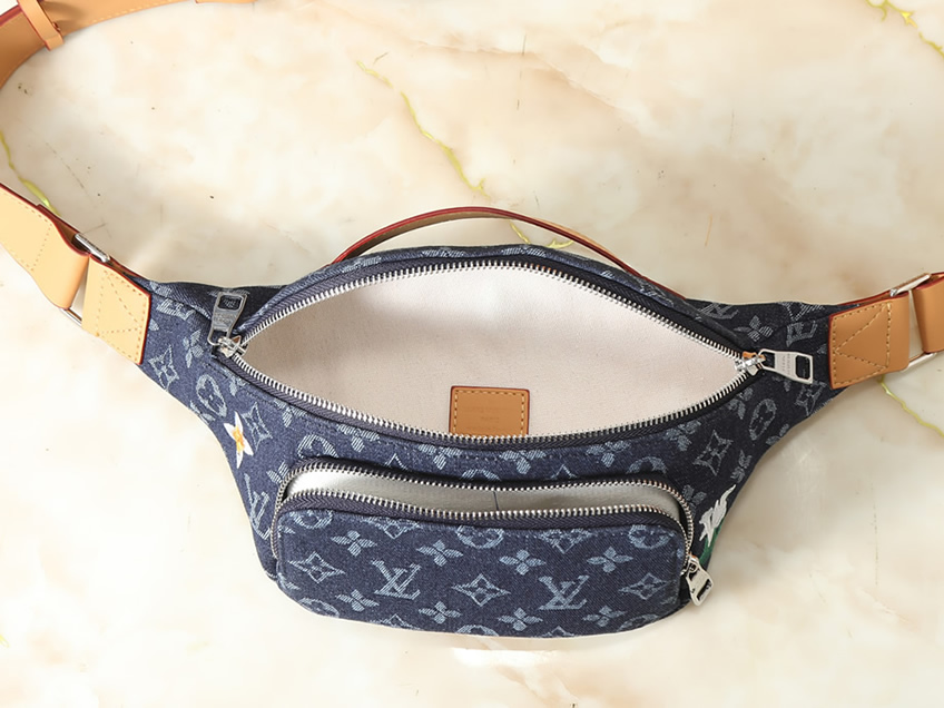 ルイヴィトン ボディバッグ モノグラム デニム ブルー シルバー 2WAY M28619 - 画像 (9)