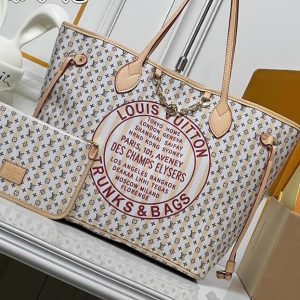ルイヴィトン トートバッグ モノグラム ストライプ ベージュ ポーチ付き M28457