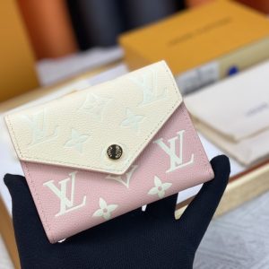 ルイヴィトン 三つ折り財布 モノグラム アンプラント ピンク ホワイト M81258