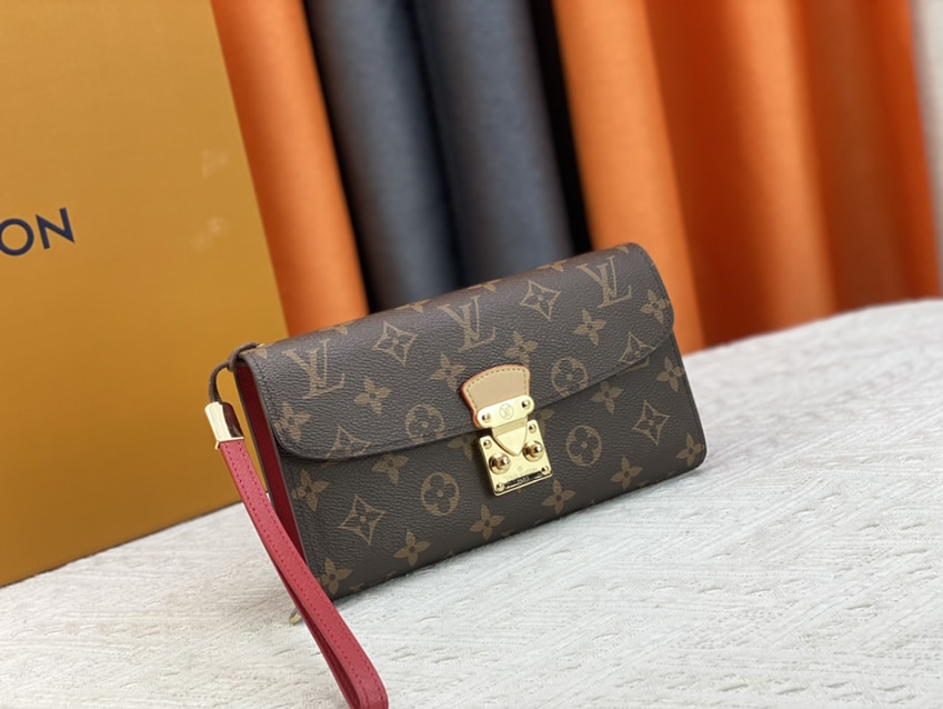 ルイヴィトン 長財布 モノグラム パラス ブラウン レッド ロック金具 M58102 - 画像 (2)