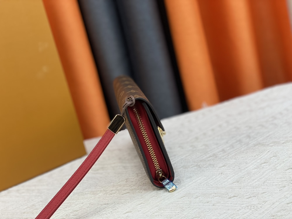 ルイヴィトン 長財布 モノグラム パラス ブラウン レッド ロック金具 M58102 - 画像 (3)