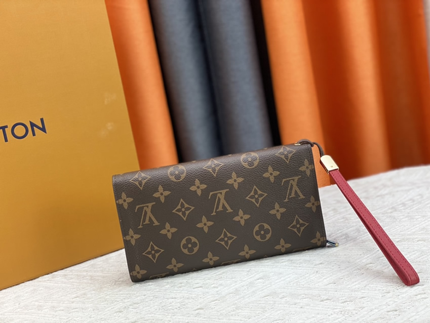 ルイヴィトン 長財布 モノグラム パラス ブラウン レッド ロック金具 M58102 - 画像 (4)