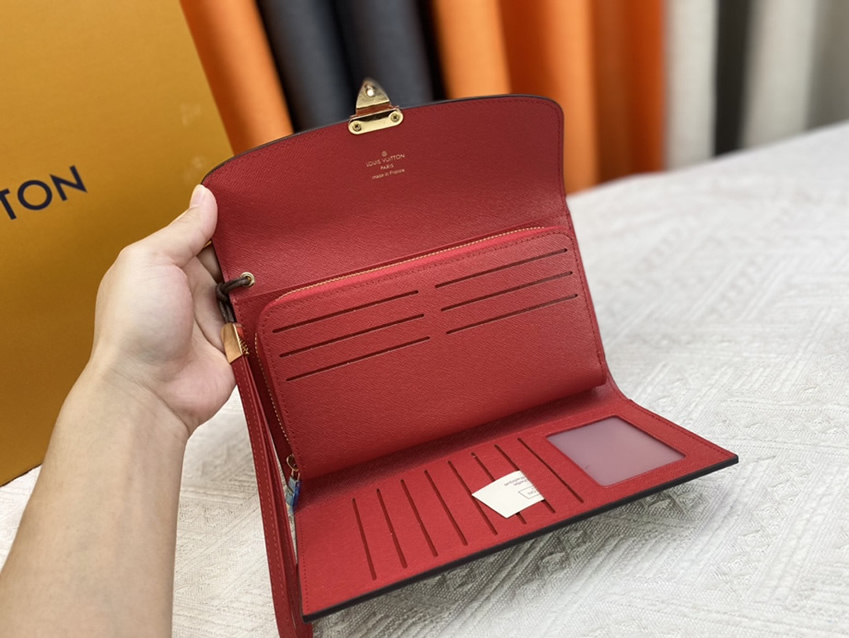 ルイヴィトン 長財布 モノグラム パラス ブラウン レッド ロック金具 M58102 - 画像 (6)