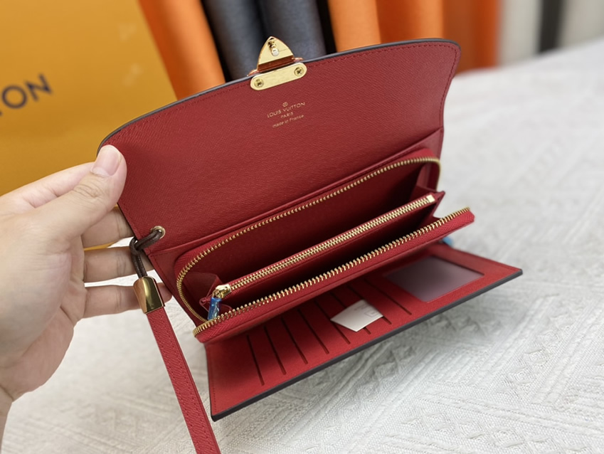 ルイヴィトン 長財布 モノグラム パラス ブラウン レッド ロック金具 M58102 - 画像 (9)