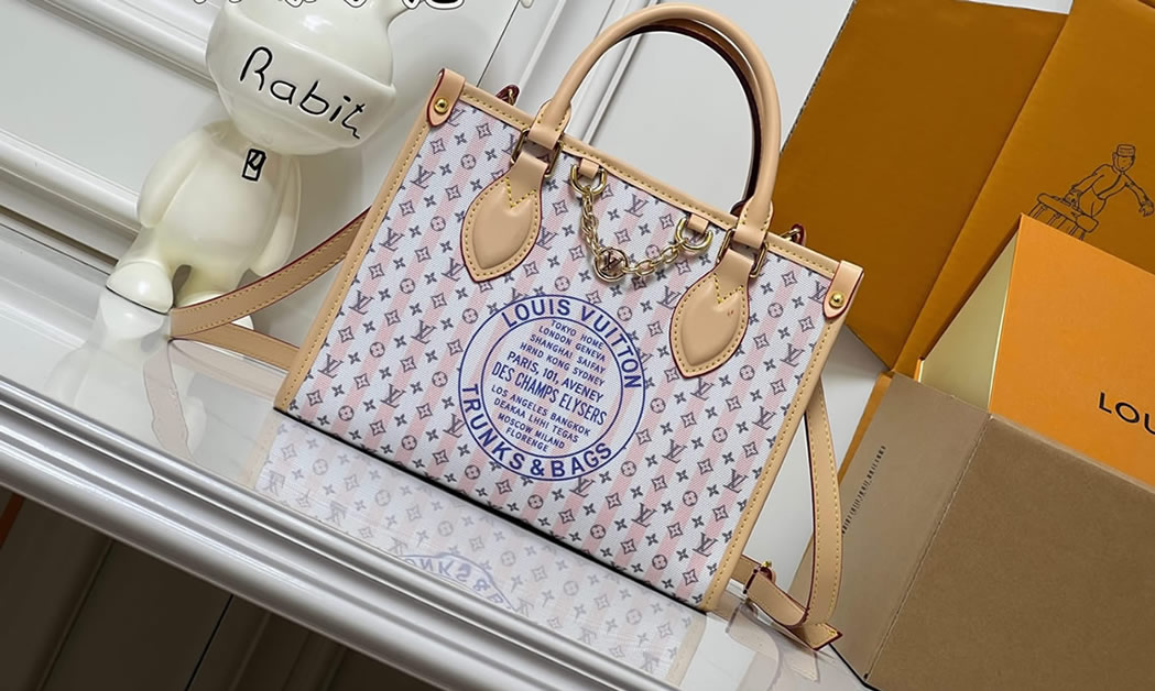 ルイヴィトン 2WAYバッグ モノグラム スタンプ ホワイト ピンク トートバッグ M29477