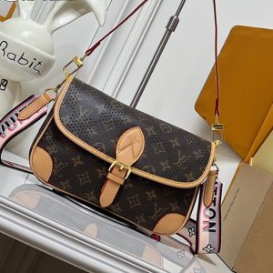 ルイヴィトン 2WAYバッグ モノグラム パンチング ブラウン ピンク ショルダーバッグ M45985