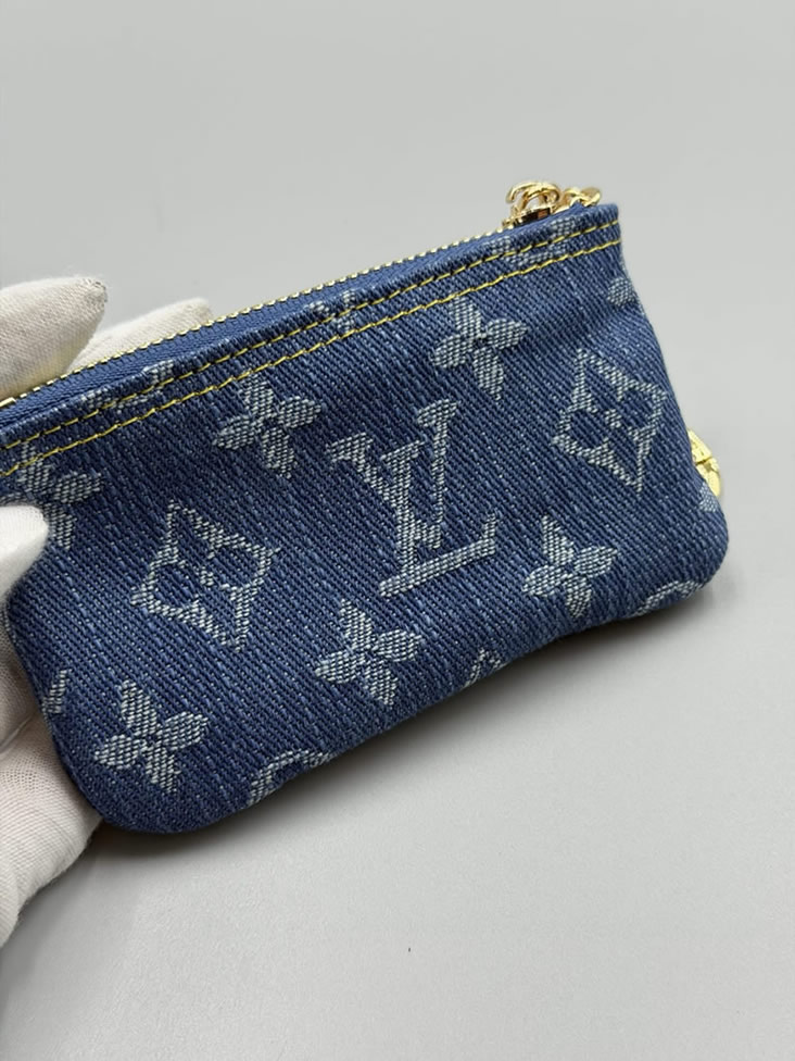 ルイヴィトン コインケース モノグラム デニム ブルー ポシェット クレ キーケース M82961 - 画像 (3)
