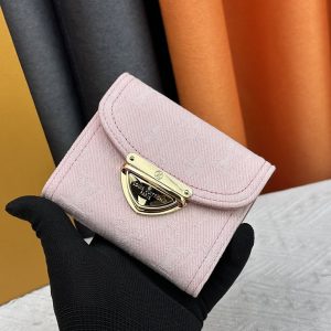 ルイヴィトン 三つ折り財布 モノグラム デニム ピンク コンパクト ウォレット M82959