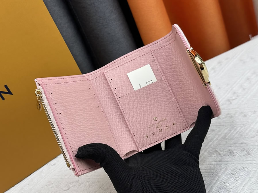 ルイヴィトン 三つ折り財布 モノグラム デニム ピンク コンパクト ウォレット M82959 - 画像 (6)