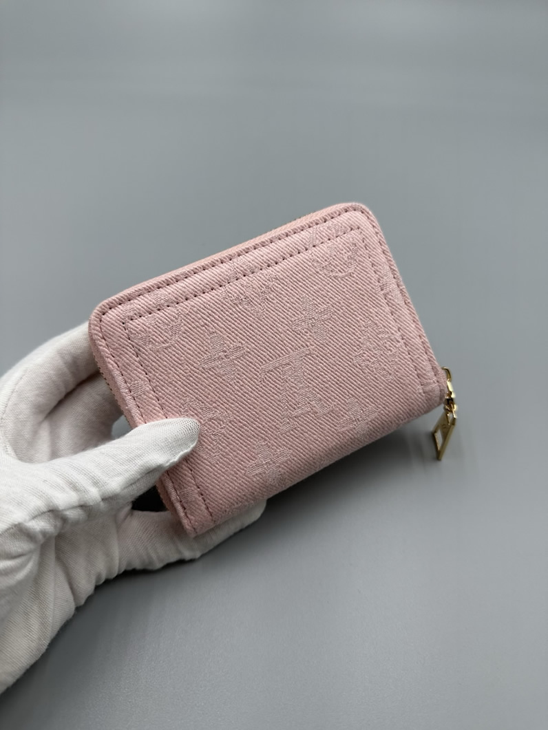 ルイヴィトン 二つ折り財布 モノグラム デニム ピンク ジッピー コインパース M82957 - 画像 (2)