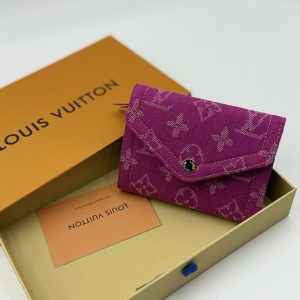 ルイヴィトン 三つ折り財布 モノグラム デニム フューシャ コンパクト ウォレット M27707