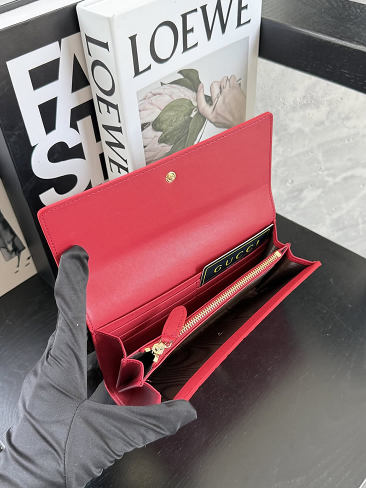 グッチ GGエンボス パテントレザー コンチネンタルウォレット レッド guc827410 - 画像 (5)