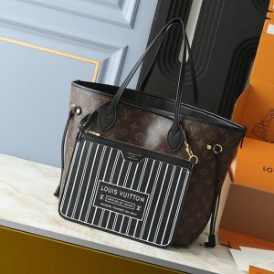 ルイヴィトン ネヴァーフルMM モノグラム ハンドバッグ ポーチ付き ブラウン×ブラック M12061