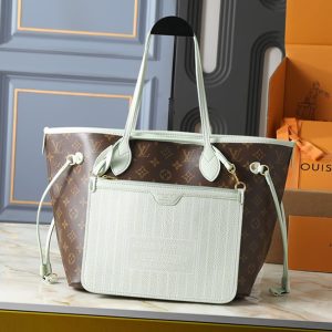 ルイヴィトン ネヴァーフルMM モノグラム ハンドバッグ ポーチ付き ミントグリーン M28375