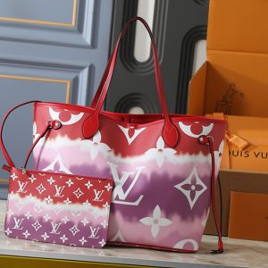ルイヴィトン ネヴァーフルMM モノグラム レッド系 タイダイ風 ハンドバッグ M45128