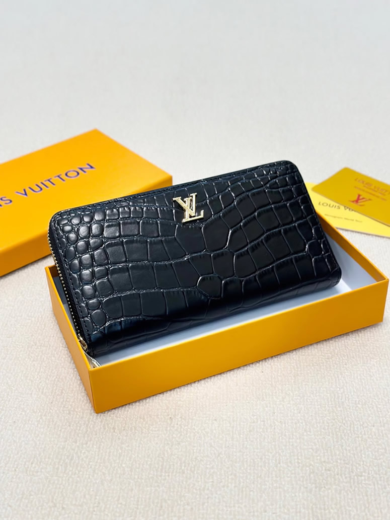 ルイ・ヴィトン クロコダイル型押し ジッピーウォレット ブラック LV002