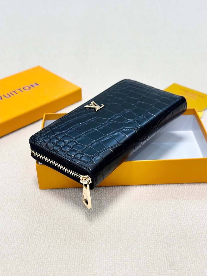 ルイ・ヴィトン クロコダイル型押し ジッピーウォレット ブラック LV002 - 画像 (2)