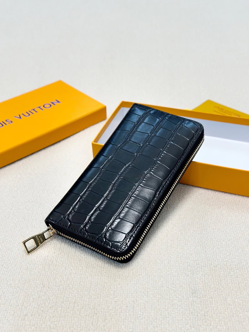 ルイ・ヴィトン クロコダイル型押し ジッピーウォレット ブラック LV002 - 画像 (9)