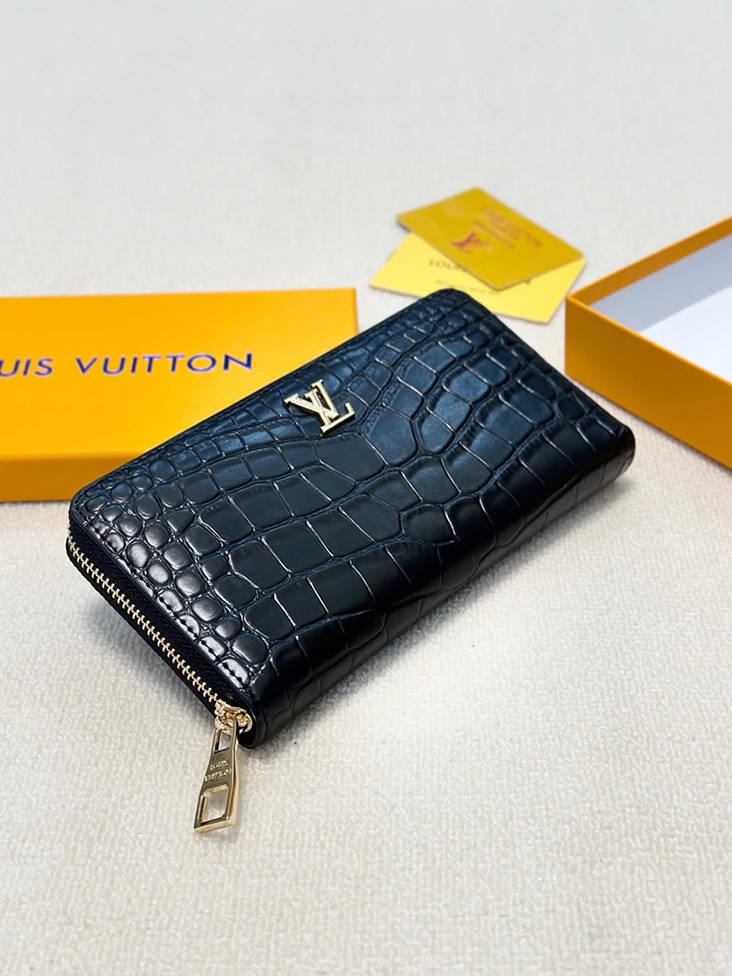 ルイ・ヴィトン クロコダイル型押し ジッピーウォレット ブラック LV002 - 画像 (8)