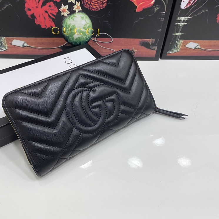グッチ GGマーモント キルティング長財布 ブラック G6139 - 画像 (3)