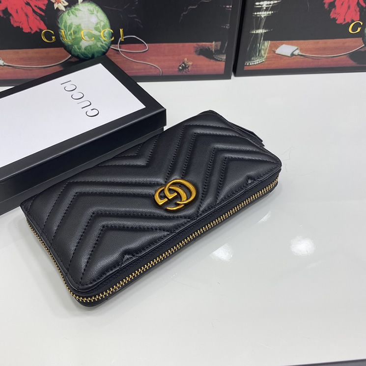 グッチ GGマーモント キルティング長財布 ブラック G6139 - 画像 (4)
