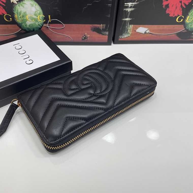 グッチ GGマーモント キルティング長財布 ブラック G6139 - 画像 (5)