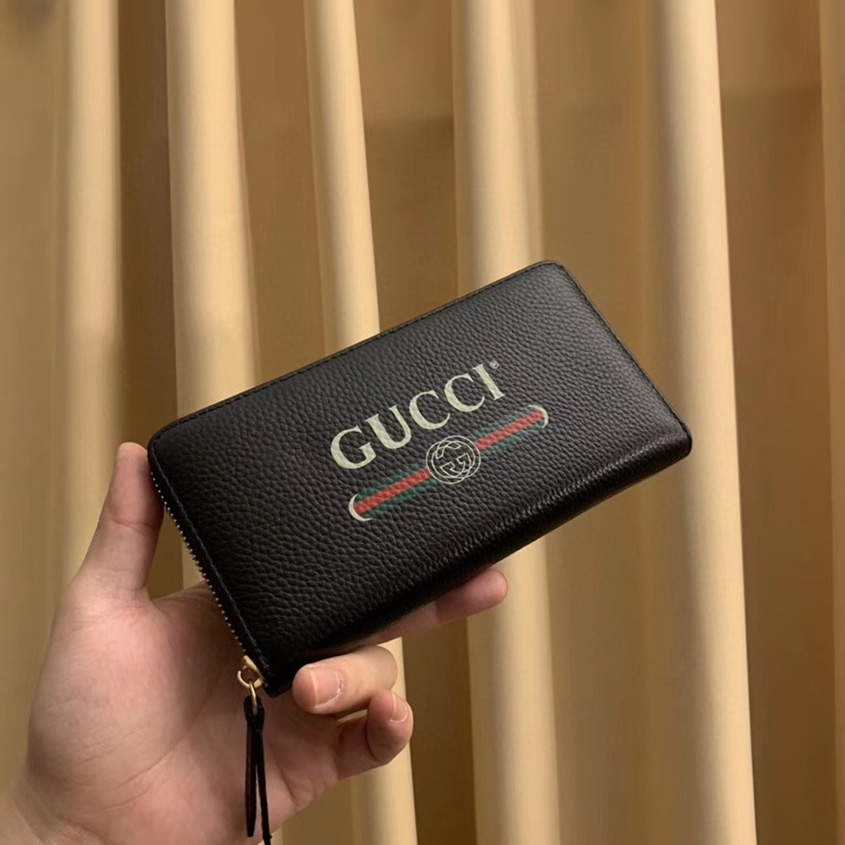 グッチ ロゴプリント ラウンドファスナー長財布 ブラック Gucci6024
