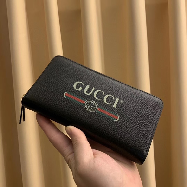 グッチ ロゴプリント ラウンドファスナー長財布 ブラック Gucci6024 - 画像 (3)