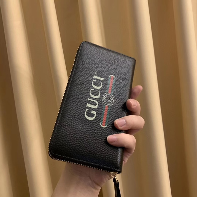 グッチ ロゴプリント ラウンドファスナー長財布 ブラック Gucci6024 - 画像 (4)