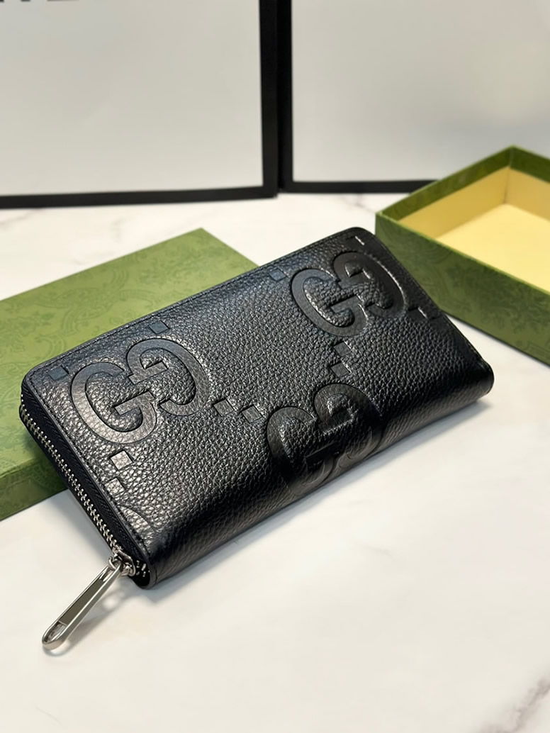 グッチ GGエンボス ラウンドファスナー長財布 ブラック guc001 - 画像 (5)