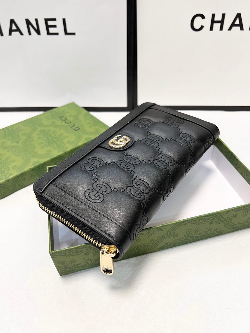 グッチ GGマーモント キルティング ラウンドファスナー長財布 ブラック guc003 - 画像 (2)