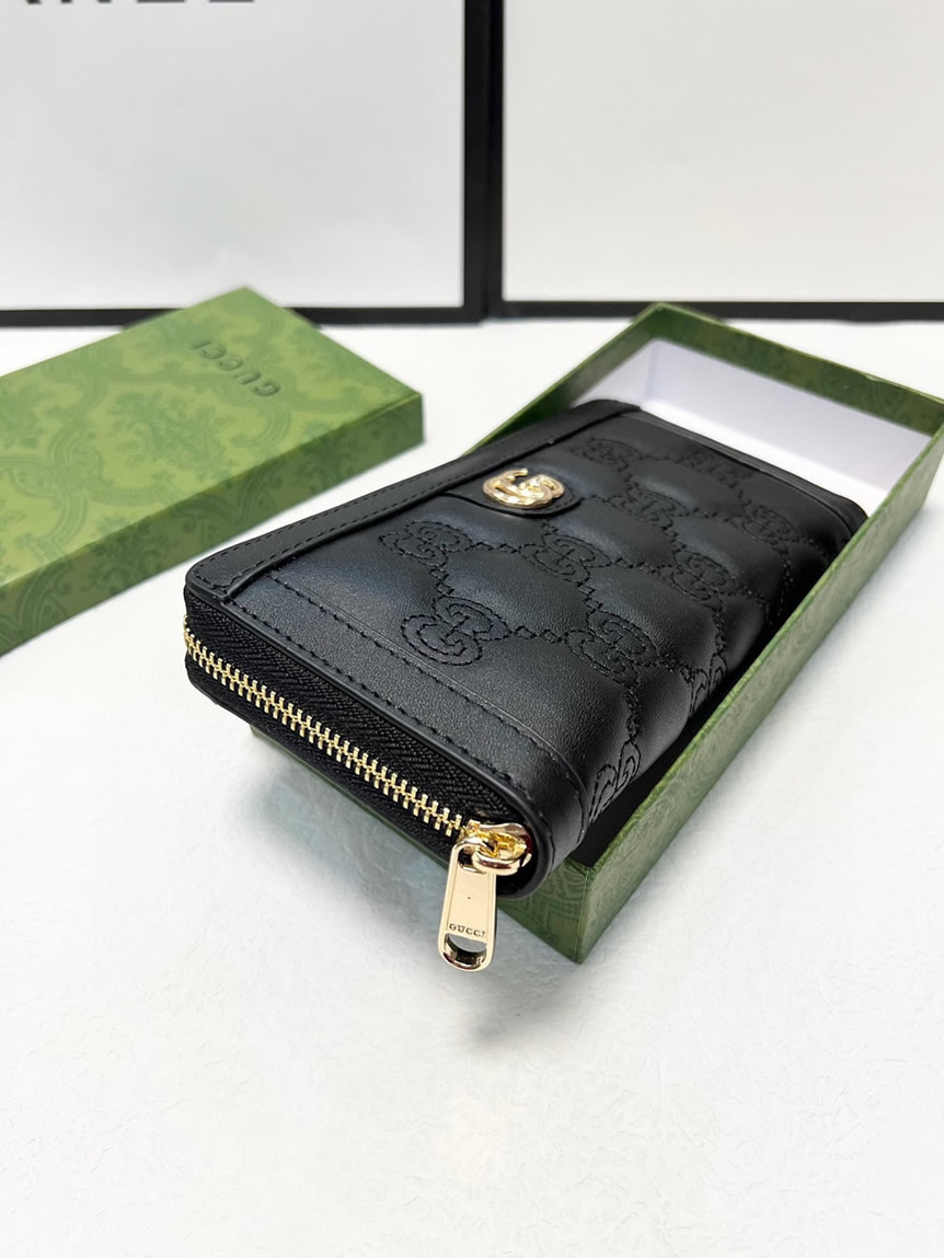 グッチ GGマーモント キルティング ラウンドファスナー長財布 ブラック guc003 - 画像 (4)