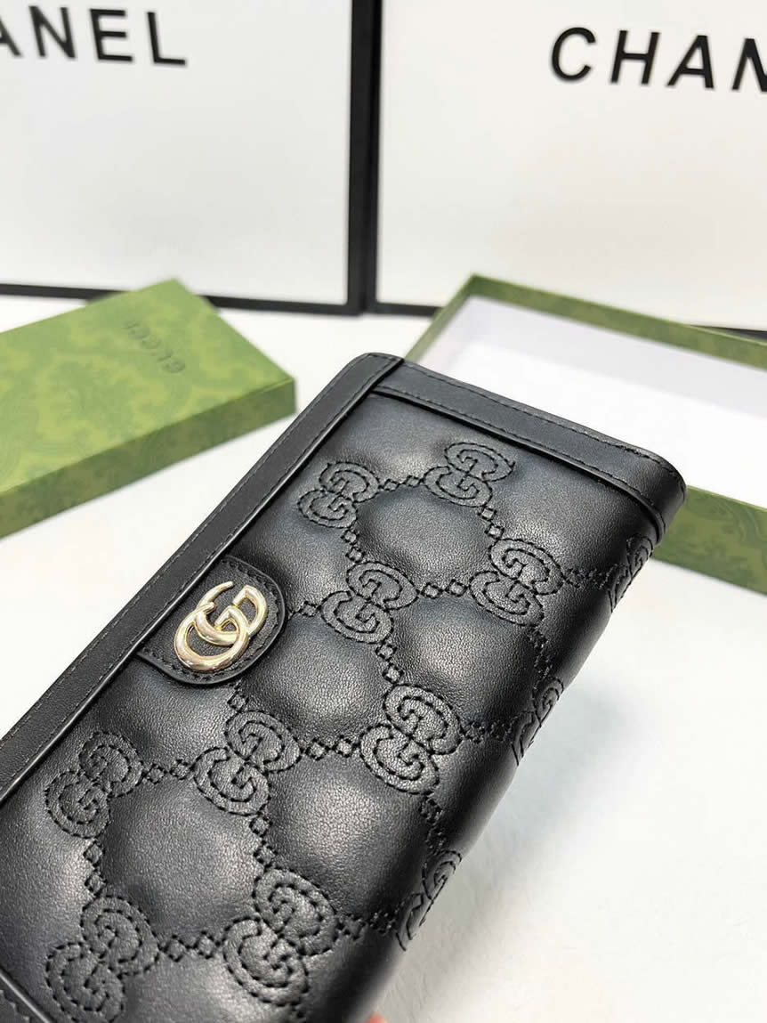 グッチ GGマーモント キルティング ラウンドファスナー長財布 ブラック guc003 - 画像 (5)