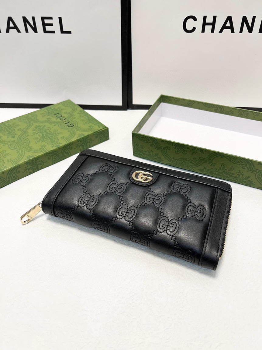 グッチ GGマーモント キルティング ラウンドファスナー長財布 ブラック guc003 - 画像 (6)