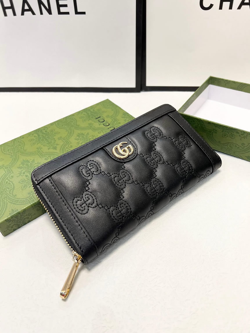 グッチ GGマーモント キルティング ラウンドファスナー長財布 ブラック guc003 - 画像 (8)