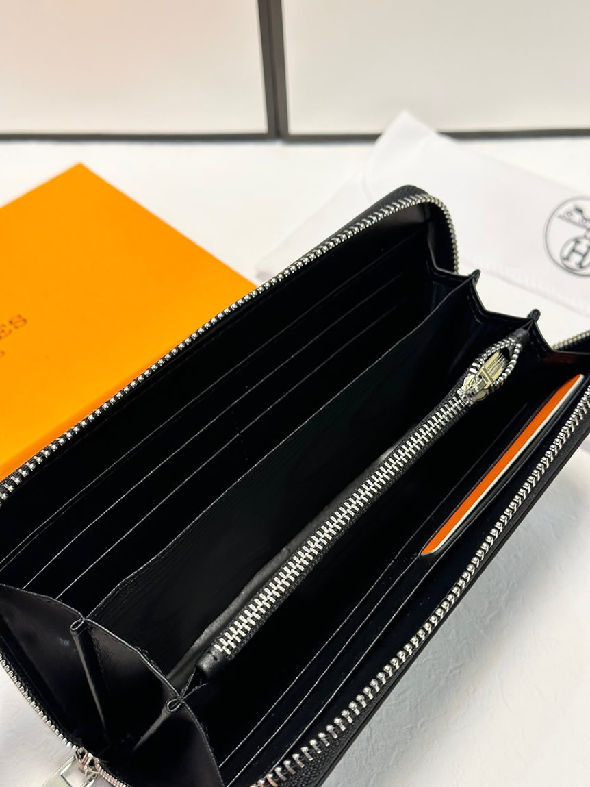 エルメス Hロゴ 型押し ラウンドファスナー長財布 ブラック heb001 - 画像 (9)